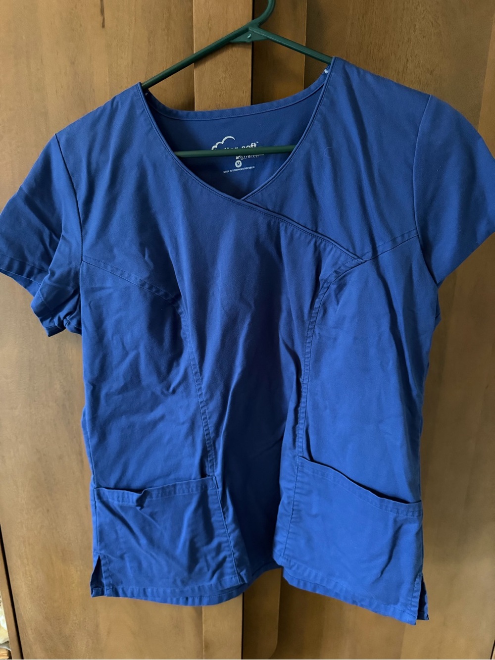 Women's Royal Blue Wrap-Style Scrub Top
